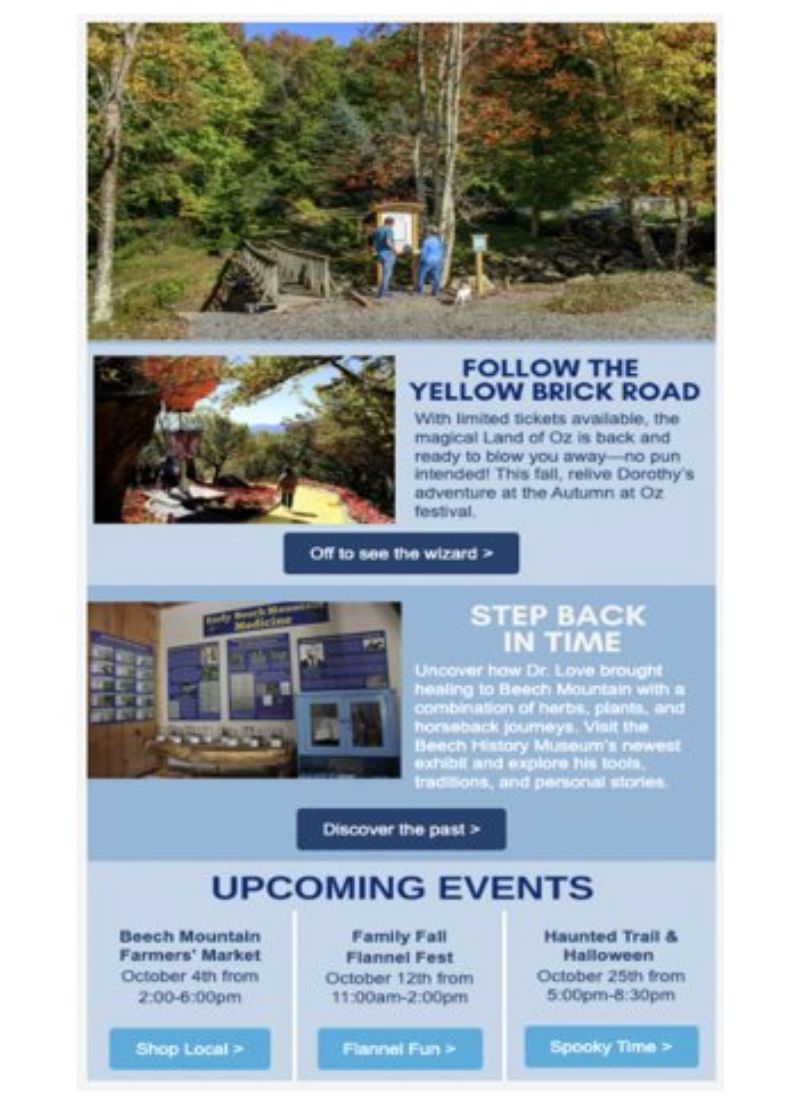 Beech Mountain email newsletter campaign 1
