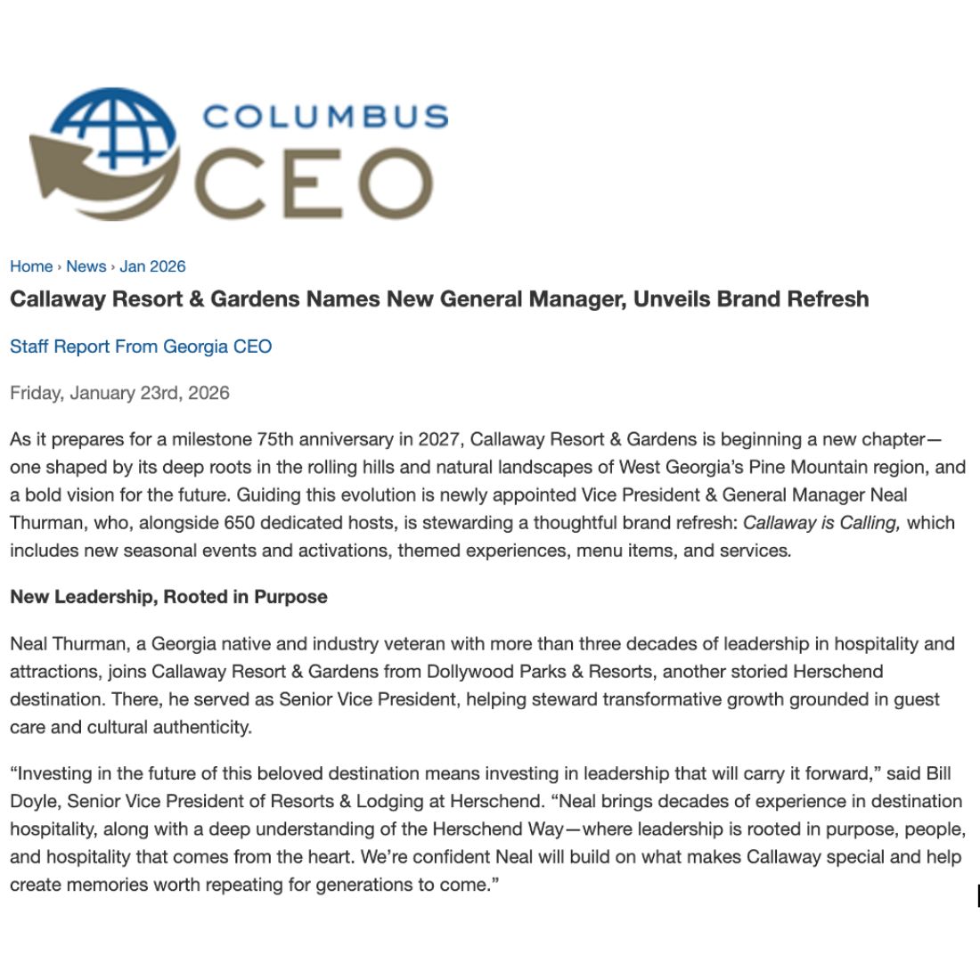 Columbus CEO Callaway Gardens